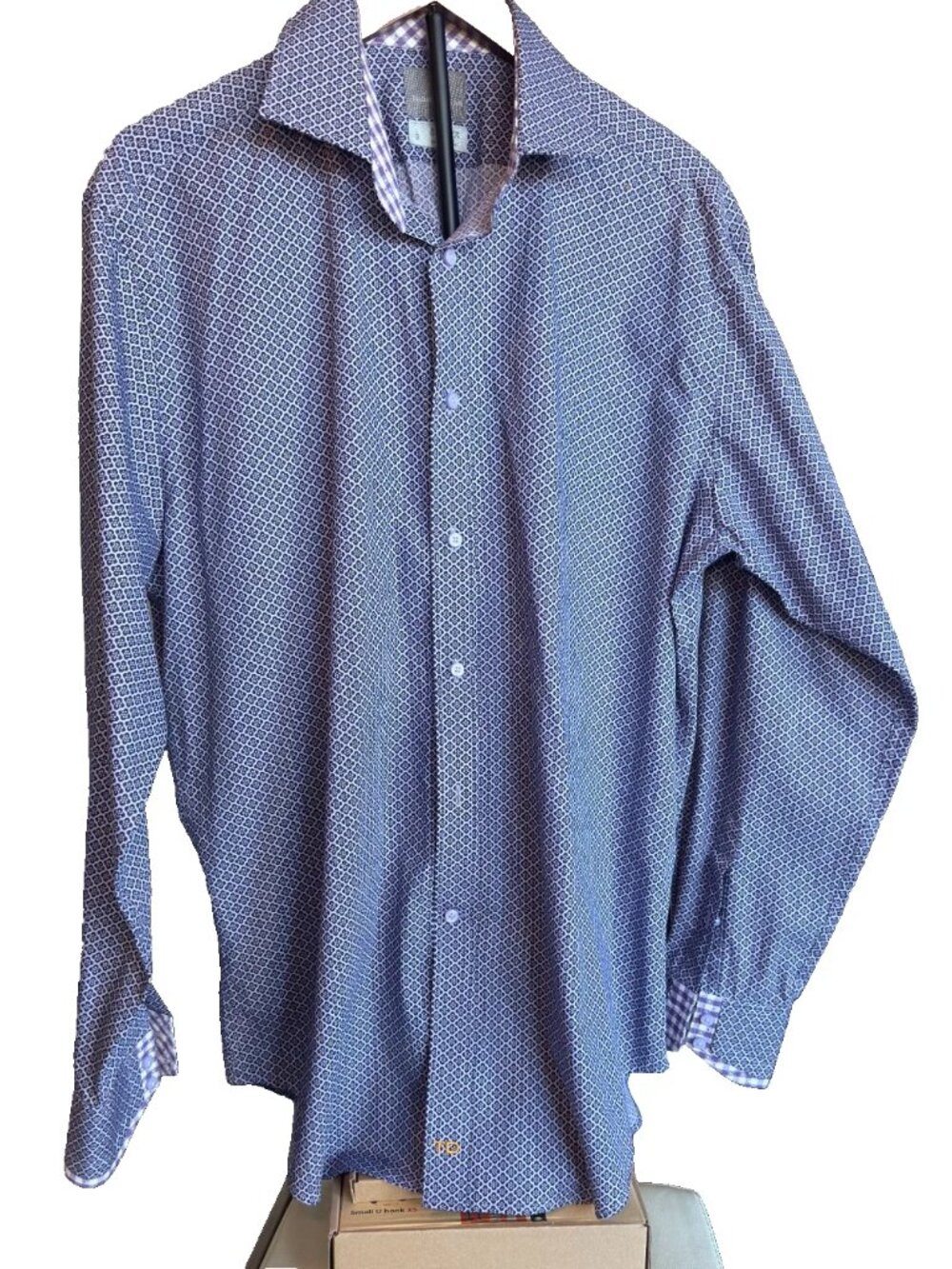 Thomas Dean Collection Mens Long Sleeve Button-down Shirt, Blue Size L